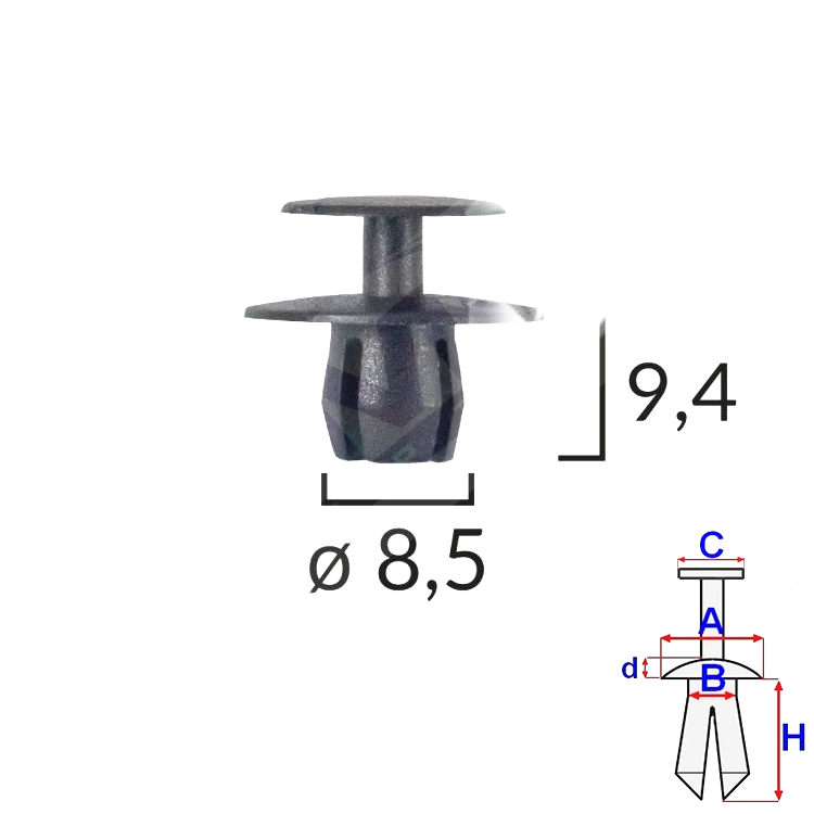 ROMIX 139 026 C30014  -  MOUNT. PIN.LINING VW /10 db ./